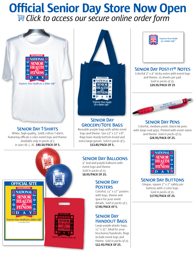 National Senior Health & Fitness Day Promotion Items Ordering